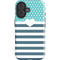 Polka Dots and Stripes Heart in Blue iPhone 16 Plus Impact Case